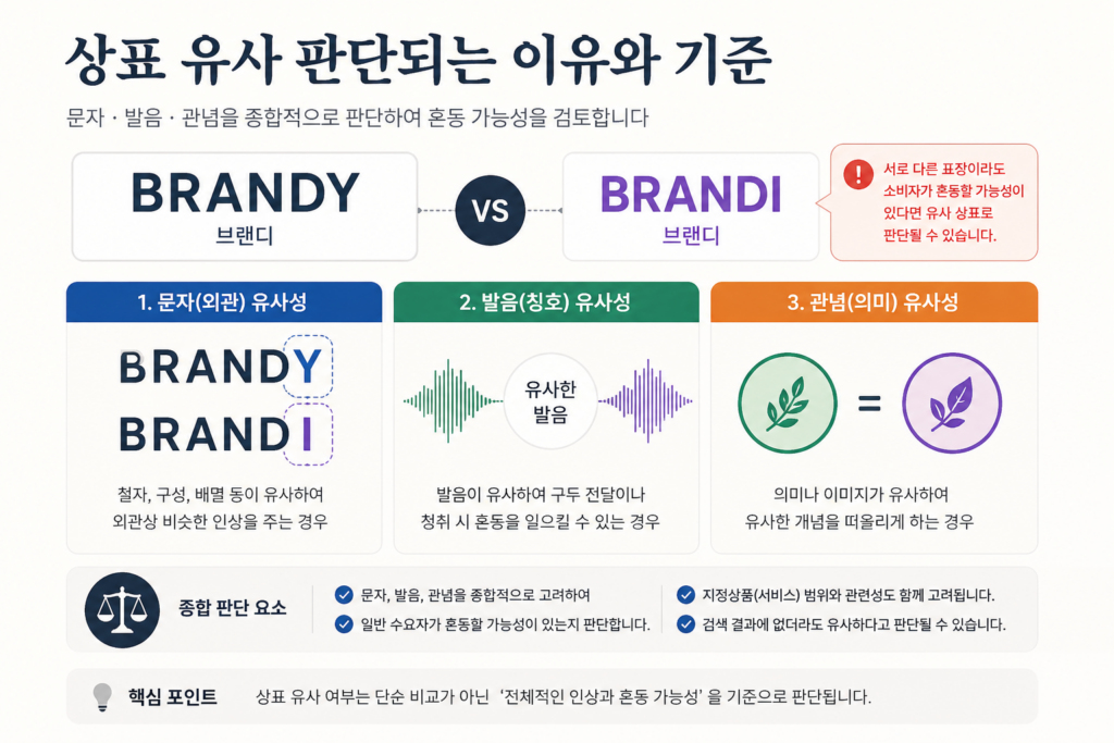 상표 유사 판단되는 이유와 기준 | 문자·발음·관념으로 보는 핵심 구조 - Herique Brand & IP Strategy